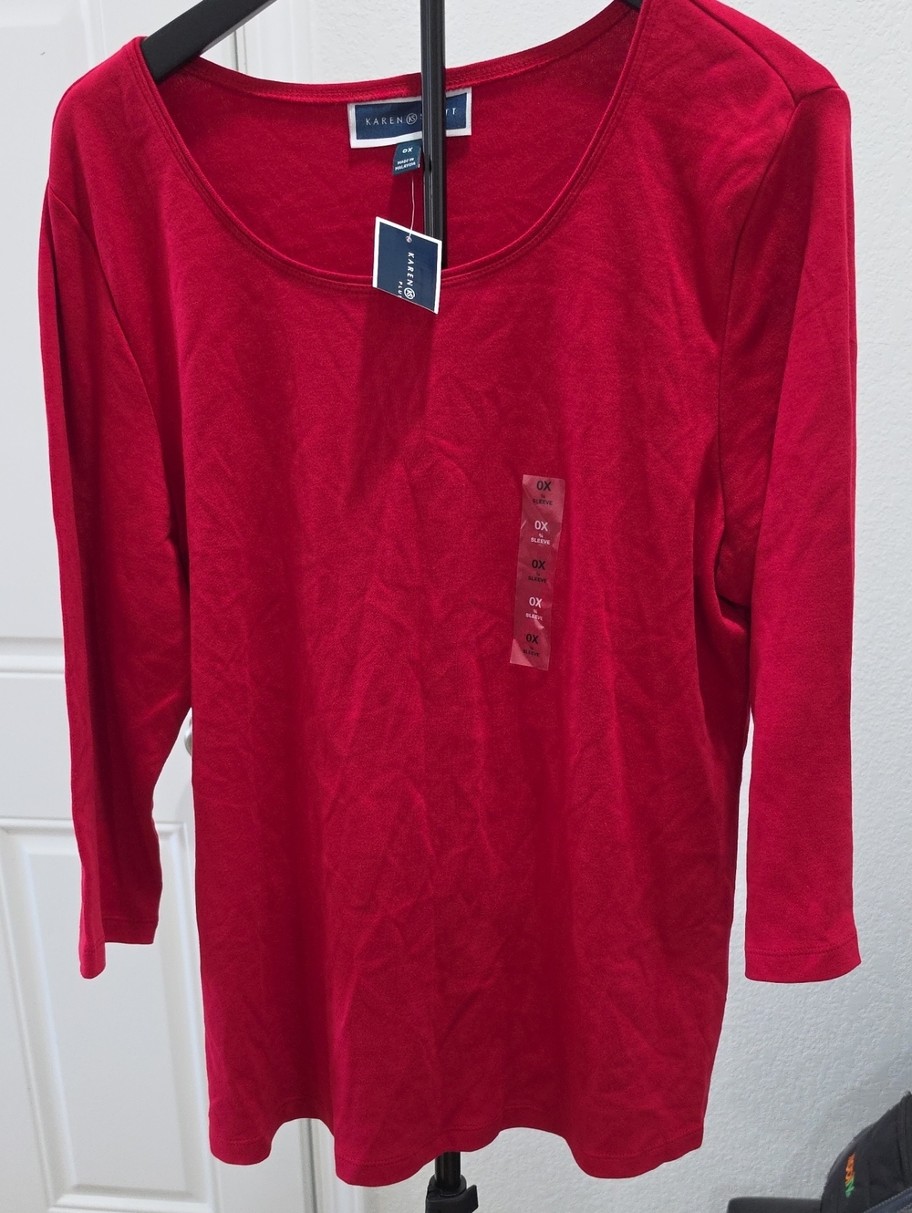 Karen Scott Girls' Bright Red Long Sleeve Scoop Neck Tee